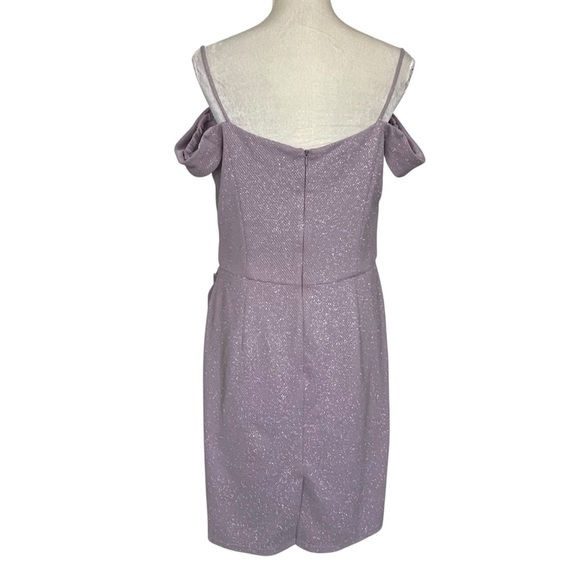David’s Bridal Oleg Cassini Off The Shoulders Glitter Knit Sheath Dress Size 14 - Picture 7 of 12